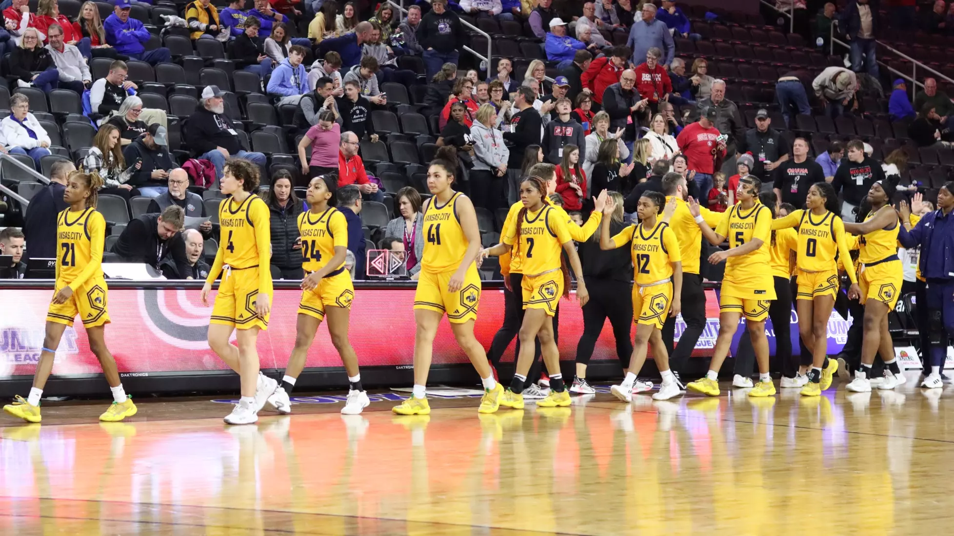 Kansas City Women's Basketball falls to No. 9 Omaha, 61-55, in the first round of the Summit League Conference Tournament.
