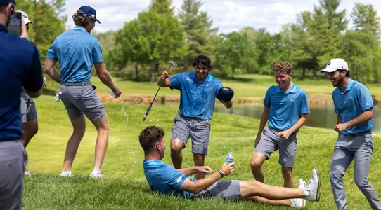 Kansas City Men's Golf repeated as Summit League Champions on April 30, 2024, behind a Championship MVP performance from Mesa Falleur and All-Championship showings from Lucas Dutartre and Max Cooper.