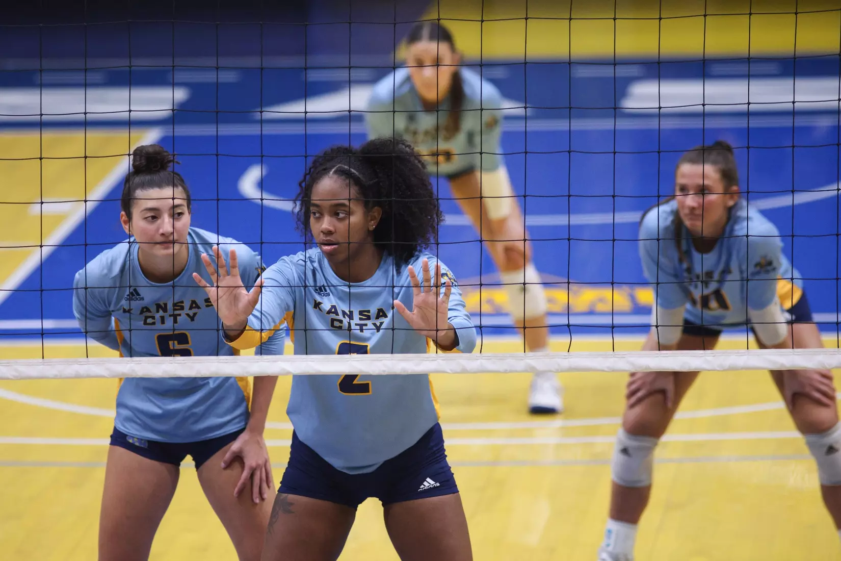 Kansas City Volleyball fell to Lindenwood in three sets, 25-14, 26-24, 25-21, in its first game of the Kangaroo Klassic. Kaia Dunford led the team in kills with seven.