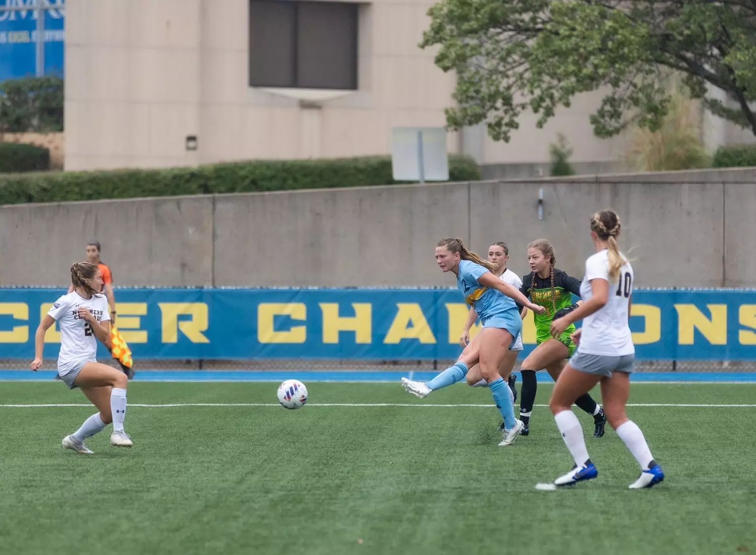 Kansas City Women's Soccer secured their sixth win of the season with a 4-1 victory over Northern Colorado. Goals came from Stedman, two from Benassi, and Page, sealing another strong performance for the Roos.