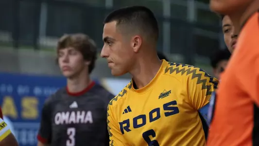 Miguel Fernandez stands stoically prior to the Roos game vs. omaha
