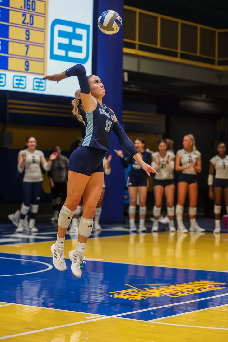 Kansas City Volleyball was unable to hold momentum after a thrilling first set, falling to South Dakota in four on Oct. 15, 2025.