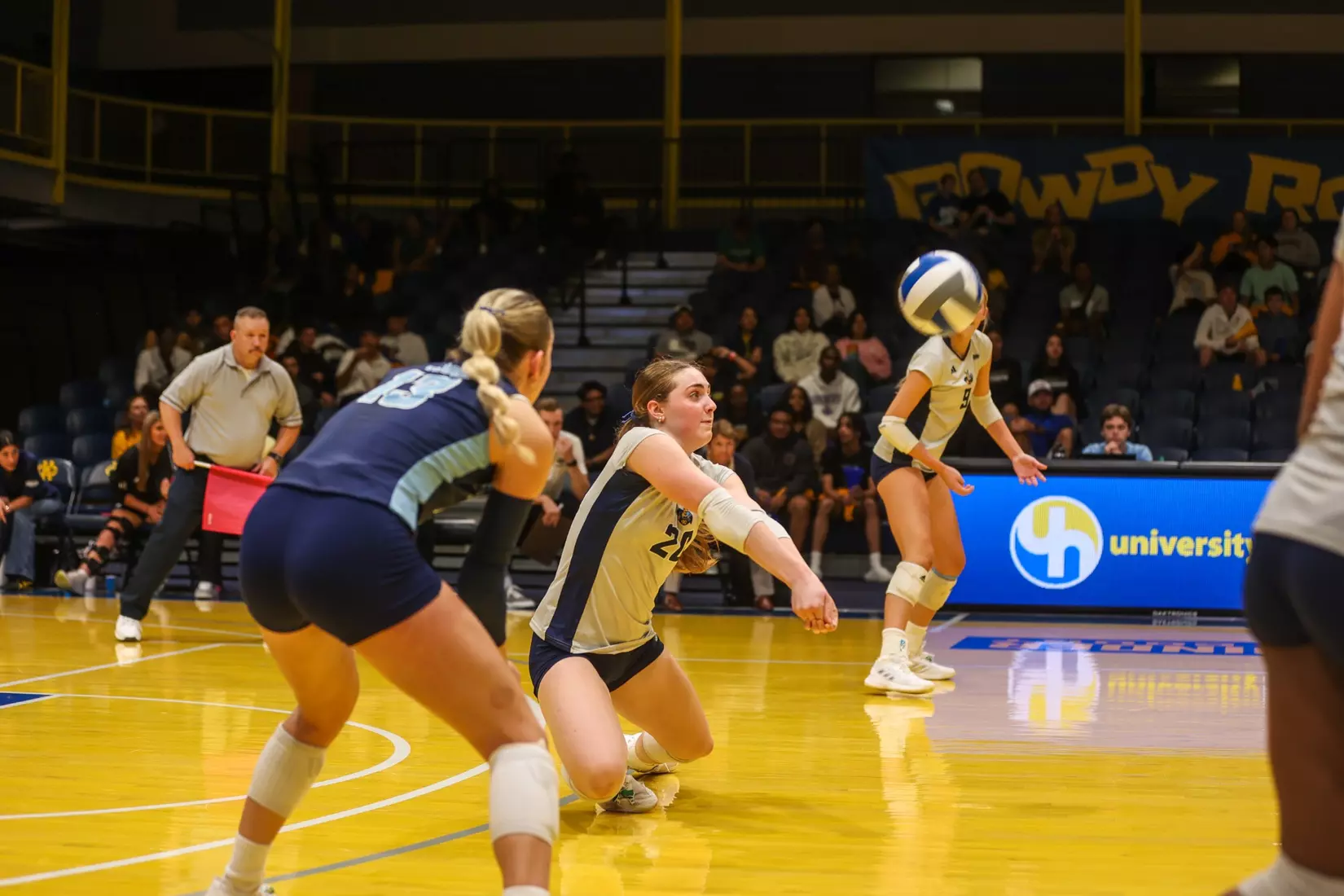 Kansas City Volleyball was unable to hold momentum after a thrilling first set, falling to South Dakota in four on Oct. 15, 2025.