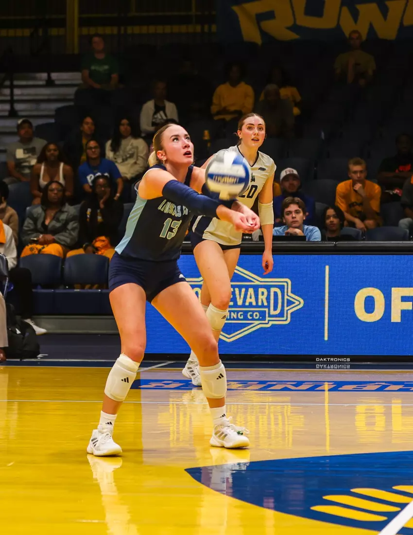 Kansas City Volleyball was unable to hold momentum after a thrilling first set, falling to South Dakota in four on Oct. 15, 2025.