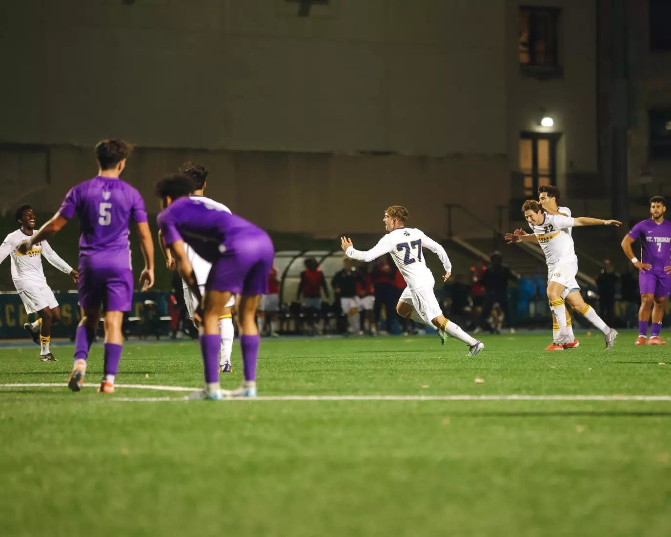Raphael Kistmann, Timothy Ospina, and Wade Muttitt — all seniors — each scored to lead the team to a 3–1 victory over St. Thomas on October 18th, 2025.