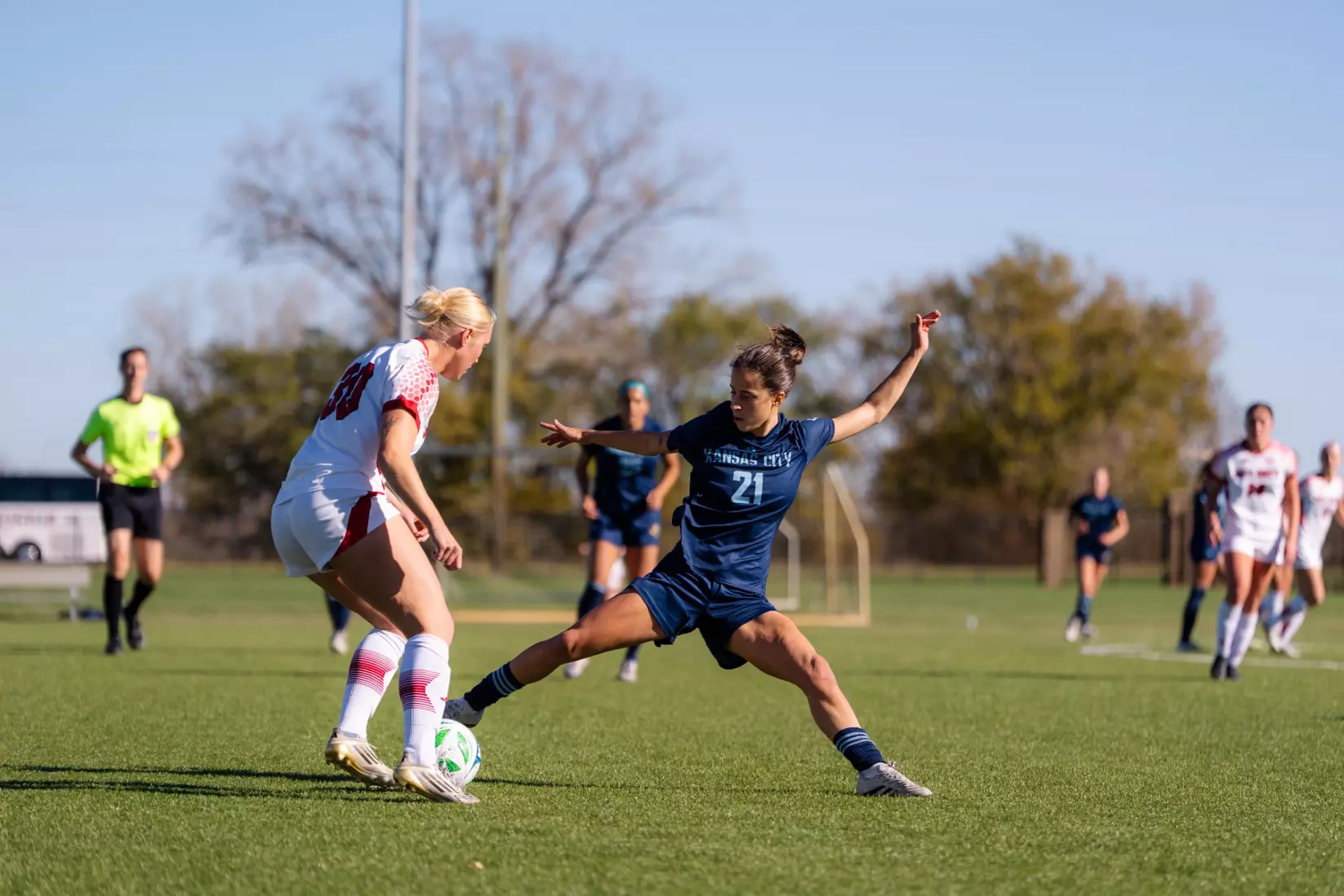 Kansas City Women's Soccer took down fourth-seeded South Dakota, 1-0 on Nov. 2, 2025. The Roos used a 16th minute goal from Olivia Platt and a clean sheet from Anika Patton to move on to the Summit League Semifinals for the first time in program history.