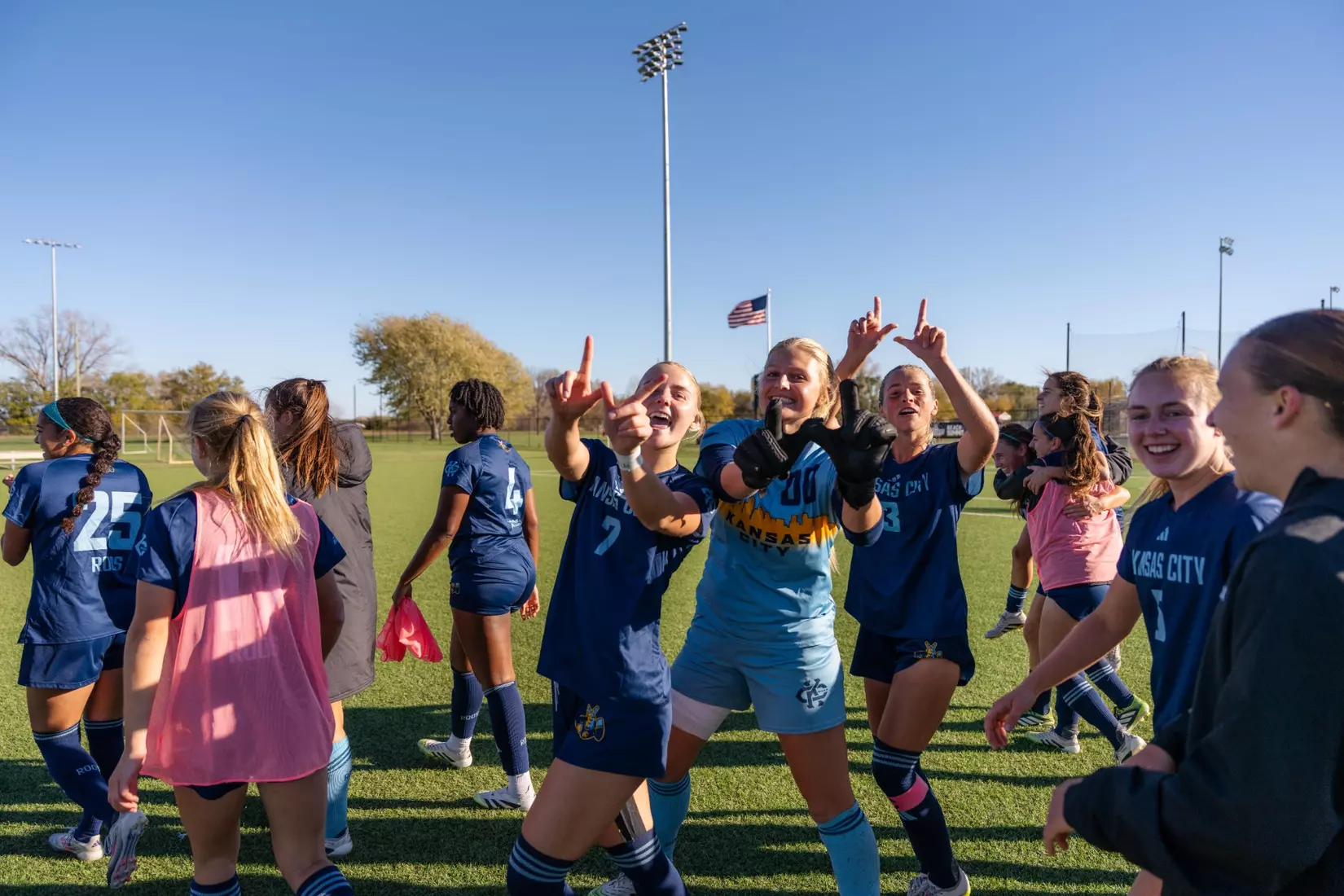 Kansas City Women's Soccer took down fourth-seeded South Dakota, 1-0 on Nov. 2, 2025. The Roos used a 16th minute goal from Olivia Platt and a clean sheet from Anika Patton to move on to the Summit League Semifinals for the first time in program history.