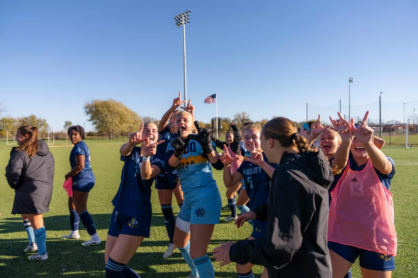 Kansas City Women's Soccer took down fourth-seeded South Dakota, 1-0 on Nov. 2, 2025. The Roos used a 16th minute goal from Olivia Platt and a clean sheet from Anika Patton to move on to the Summit League Semifinals for the first time in program history.
