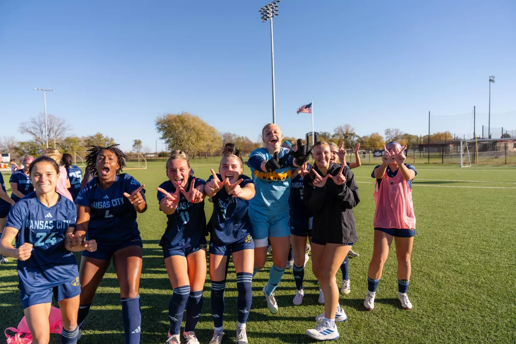 Kansas City Women's Soccer took down fourth-seeded South Dakota, 1-0 on Nov. 2, 2025. The Roos used a 16th minute goal from Olivia Platt and a clean sheet from Anika Patton to move on to the Summit League Semifinals for the first time in program history.