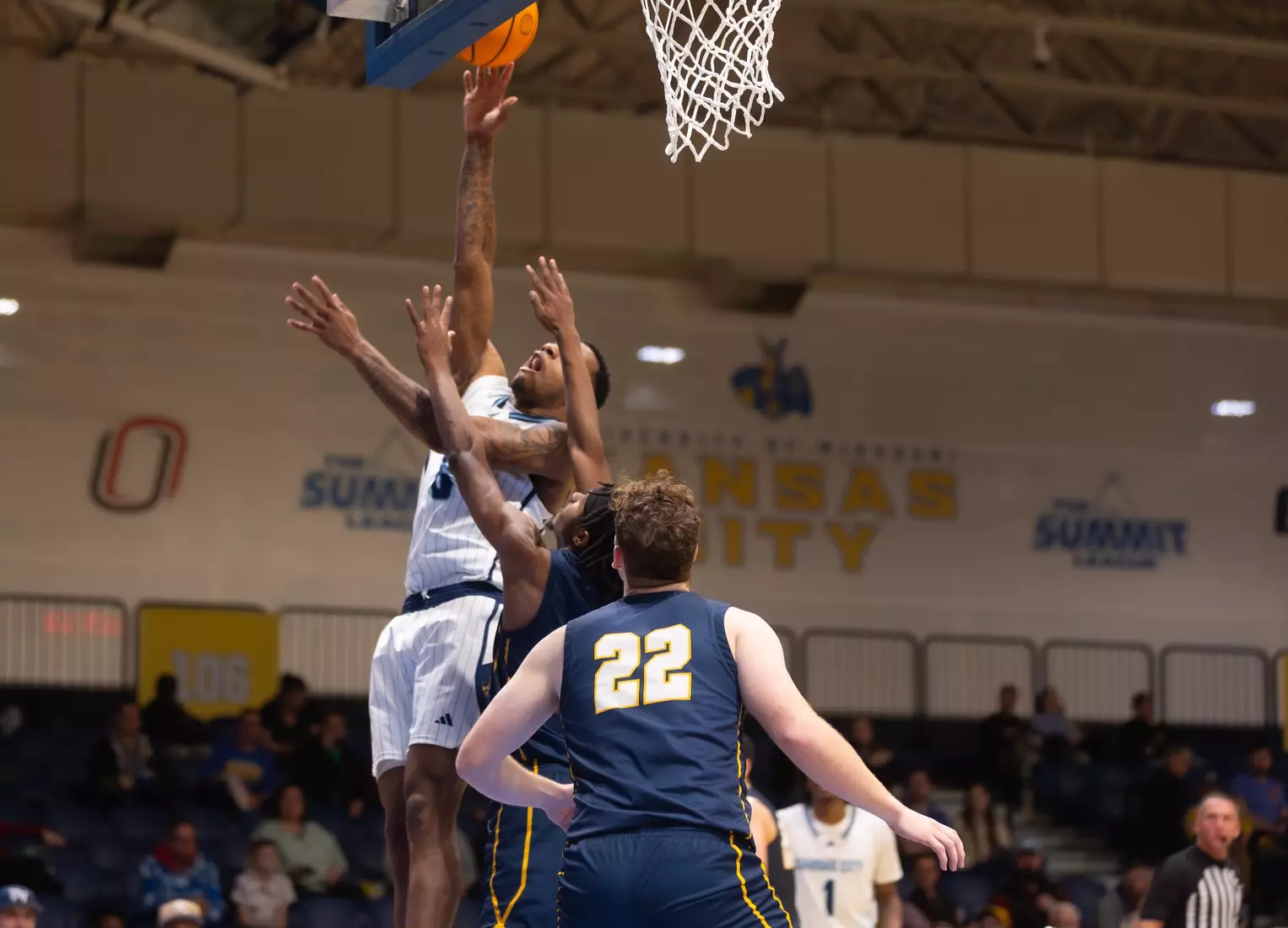 Kansas City Men's Basketball took down Spurgeon 102-75 on December 13, 2025, behind 20-point performances from Kasheem Grady and Jerome Palm.