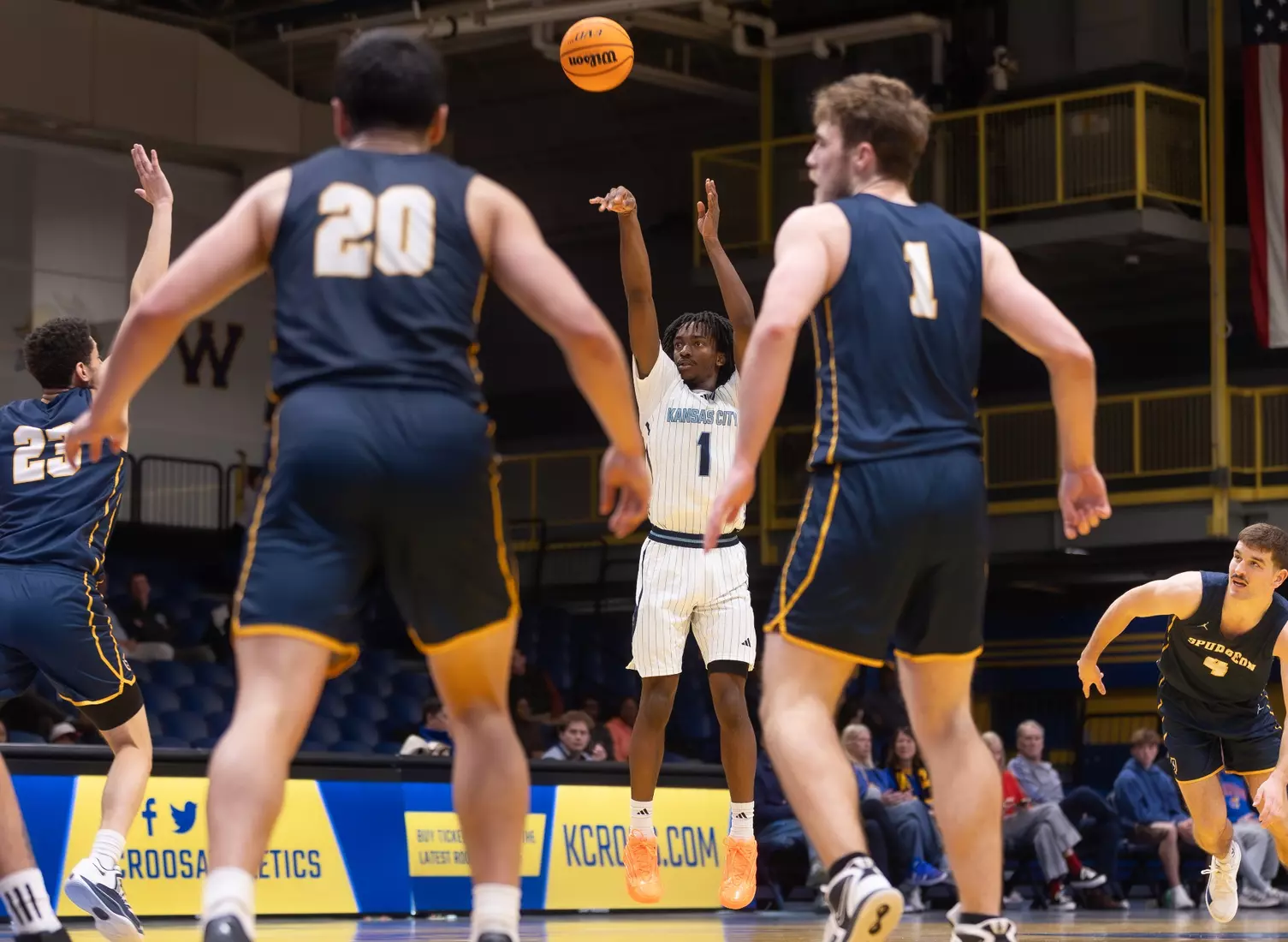 Kansas City Men's Basketball took down Spurgeon 102-75 on December 13, 2025, behind 20-point performances from Kasheem Grady and Jerome Palm.
