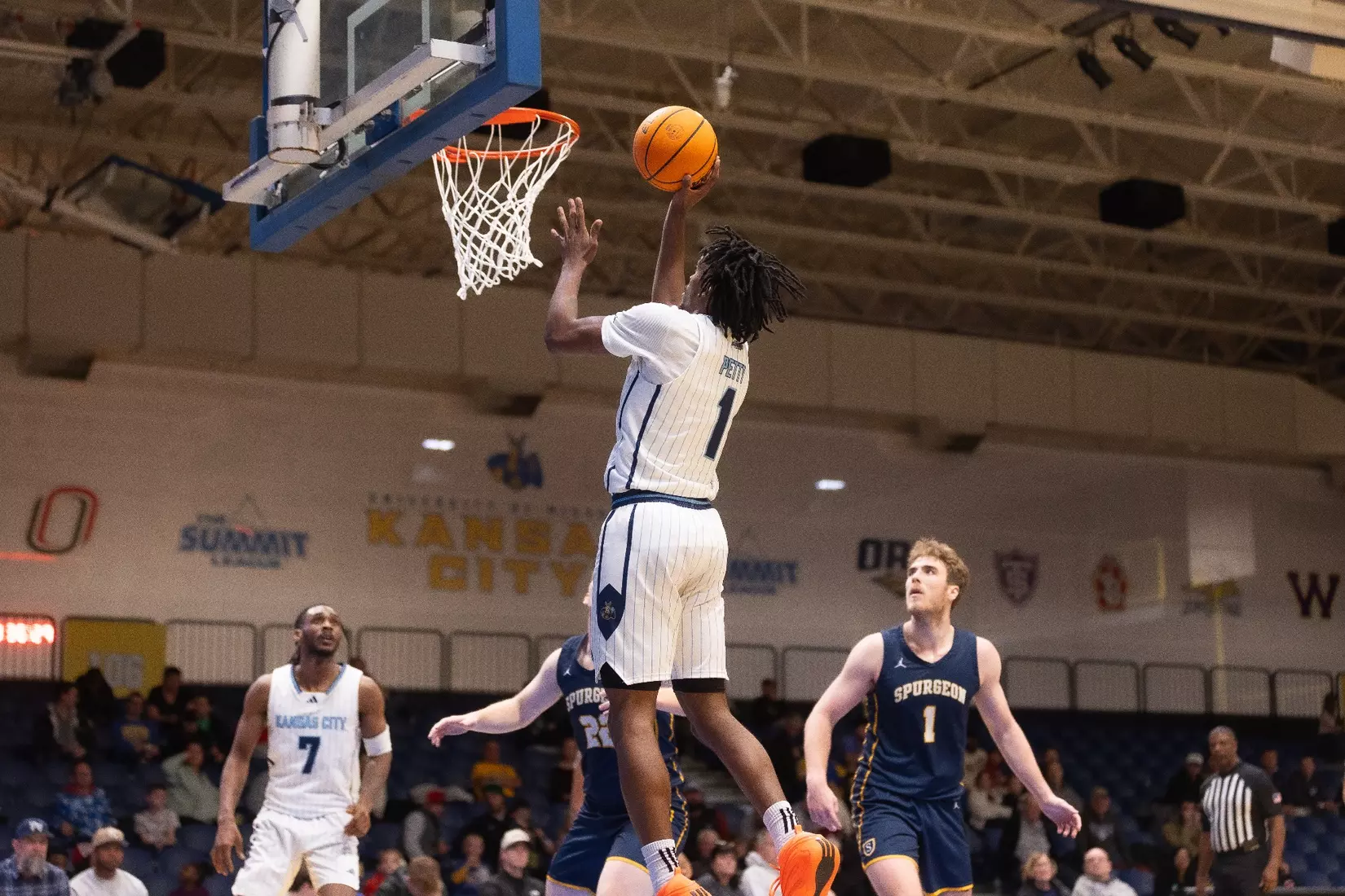 Kansas City Men's Basketball took down Spurgeon 102-75 on December 13, 2025, behind 20-point performances from Kasheem Grady and Jerome Palm.