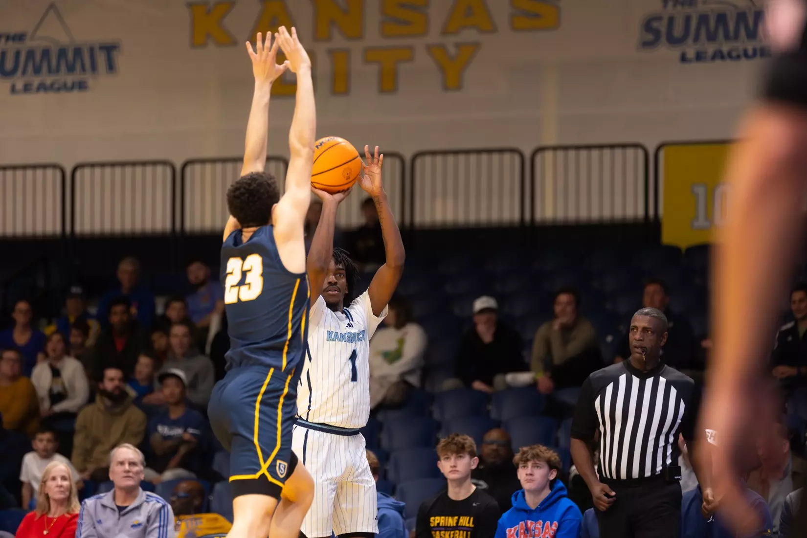Kansas City Men's Basketball took down Spurgeon 102-75 on December 13, 2025, behind 20-point performances from Kasheem Grady and Jerome Palm.
