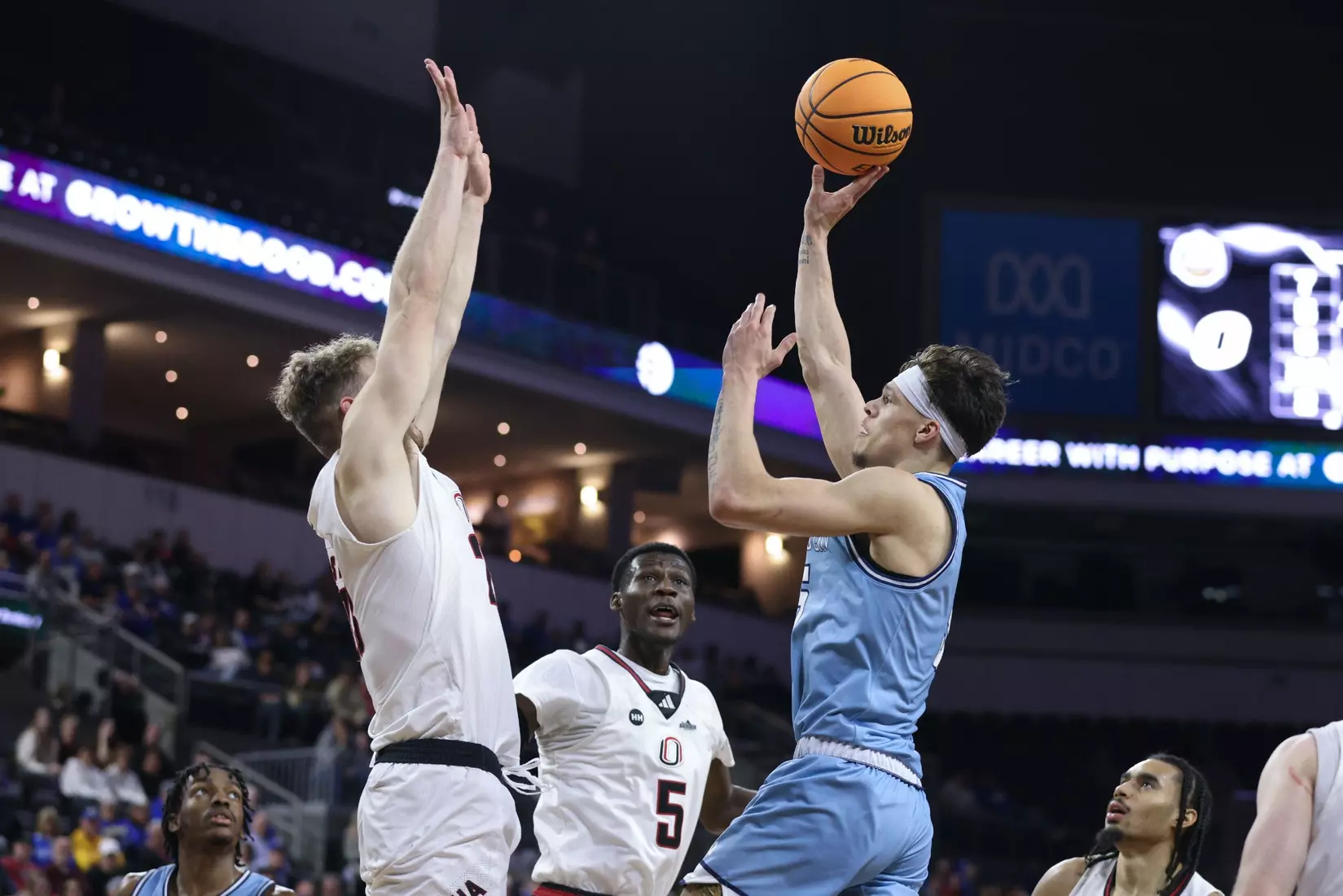 Kansas City Men's Basketball fell to #1 Omaha, 70-61 in the Quarter Finals of the Summit League Tournament. Jamar Brown went for 27 points and Melvyn Ebonkoli had a career-high tying three blocks.