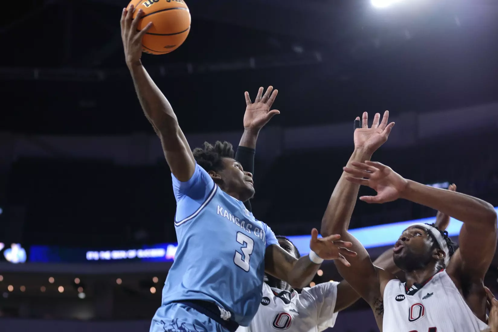 Kansas City Men's Basketball fell to #1 Omaha, 70-61 in the Quarter Finals of the Summit League Tournament. Jamar Brown went for 27 points and Melvyn Ebonkoli had a career-high tying three blocks.
