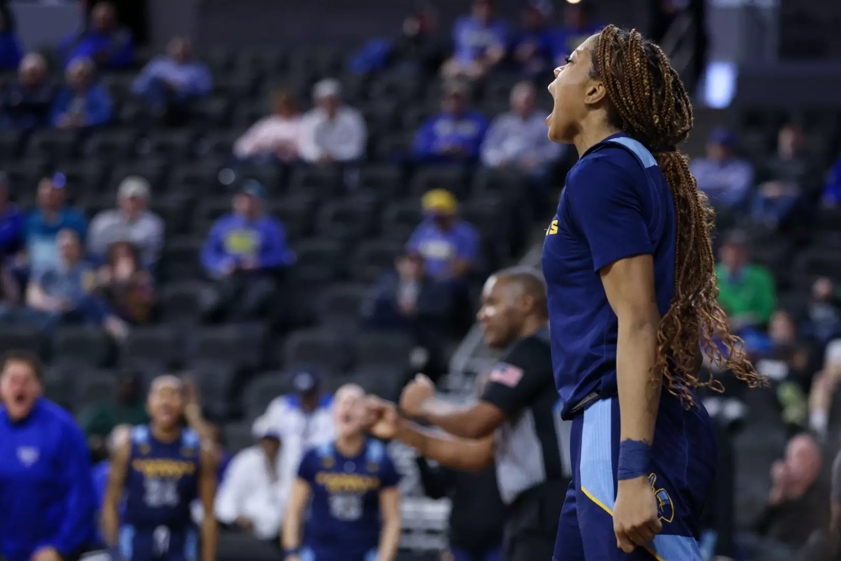 Kansas City Women's Basketball ended its season against No. 2 Oral Roberts in the Summit League Semifinals, falling 73-95. Elauni Bennett put up her second double-double of the tournament with 17 points and 13 rebounds. Alayna Contreras led the Roos from the field with 20 points.