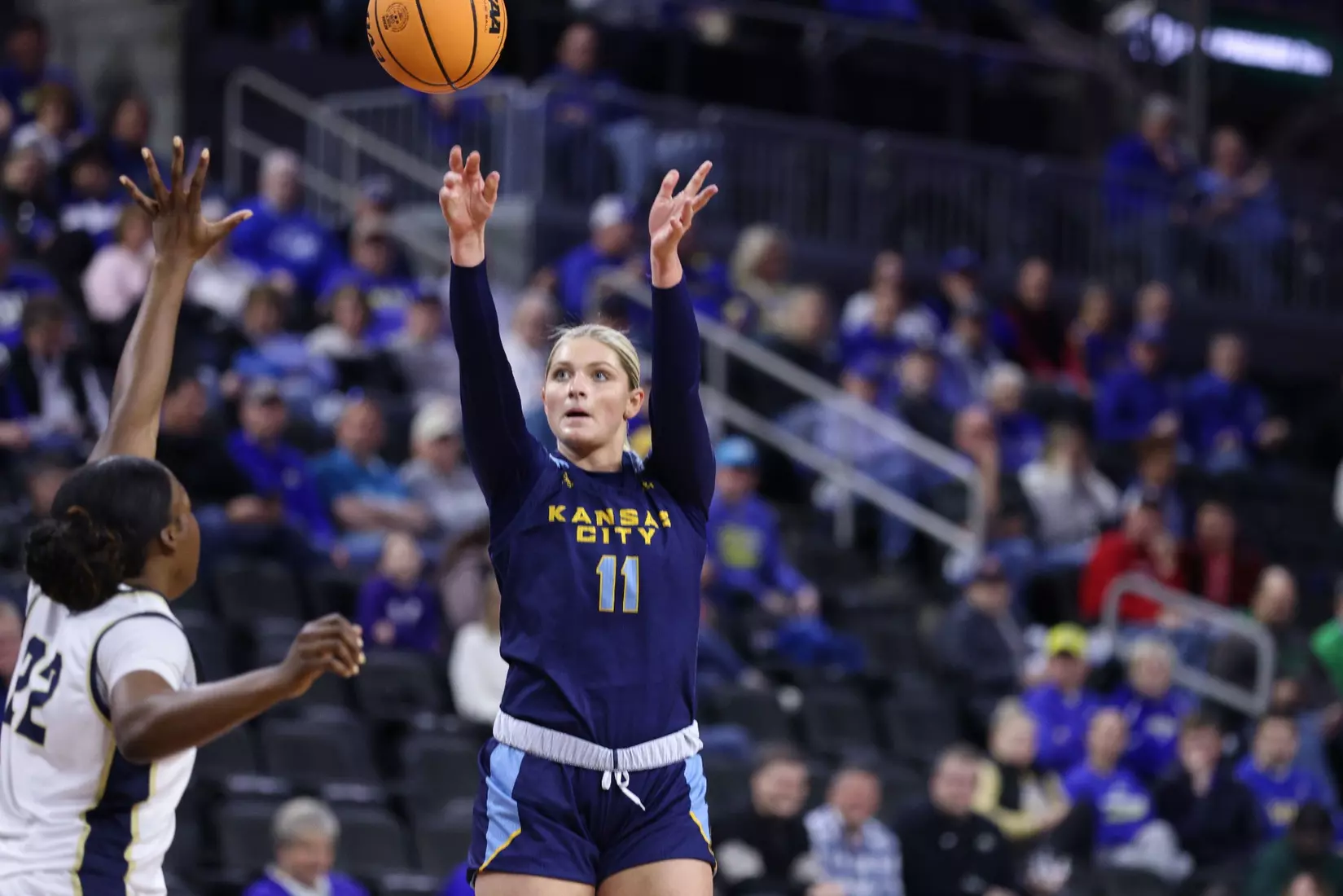 Kansas City Women's Basketball ended its season against No. 2 Oral Roberts in the Summit League Semifinals, falling 73-95. Elauni Bennett put up her second double-double of the tournament with 17 points and 13 rebounds. Alayna Contreras led the Roos from the field with 20 points.