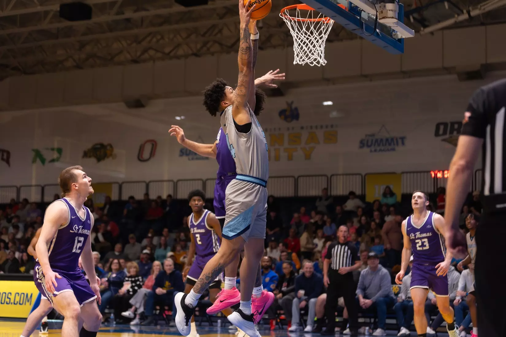 The UMKC Roos fell to the St. Thomas Tommies, 104–64, on February 14, 2026.