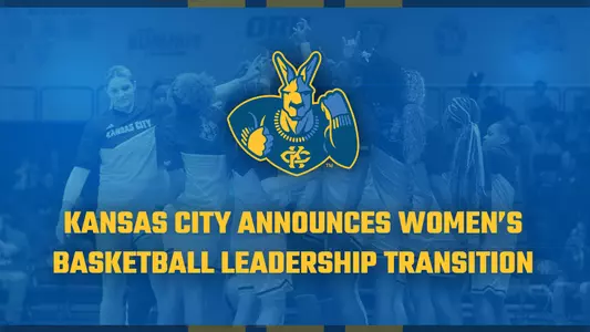 Graphic that reads "Kansas City Announces Women's Basketball Leadership Transition"