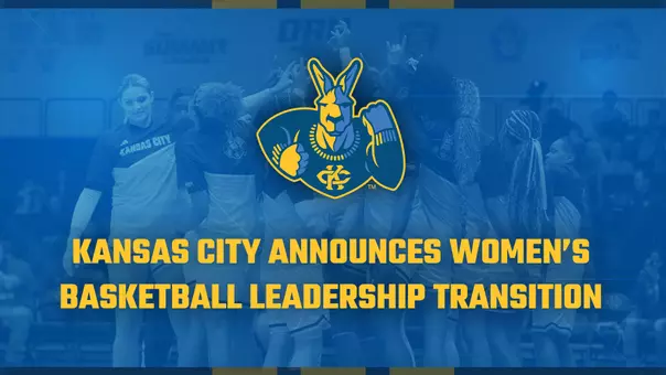 Graphic that reads "Kansas City Announces Women's Basketball Leadership Transition"