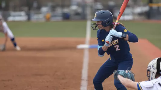 Monica Franklin prepares to take a swing in the Roos' 10-4 win over South Dakota State