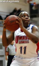Simmons Double-Double Lifts River Hawks Over Southern New Hampshire, 59-56 Image