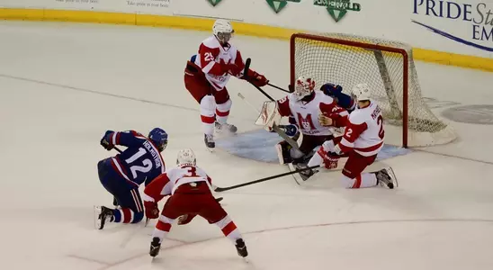 River Hawks settle for a tie after Josh Holmstrom's goal in overtime was disallowed