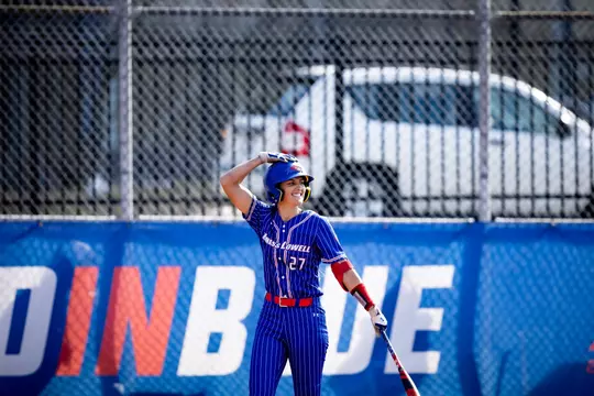 March 22, 2023, Lowell, MA:
The Umass Lowell Softball team takes on the UMass Amherst minutewomen at River View field in Lowell, Massachusetts. Wednesday, March 22, 2023.
(Photo by Nick Grace/UMass Lowell Athletics)