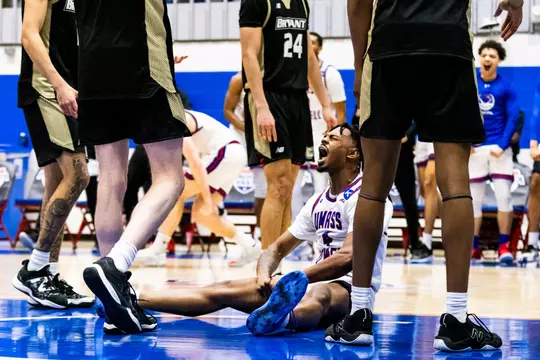UMass Lowell Men’s Basketball takes on Bryant in the America East Semifinal at Costello Gymnasium in Lowell, Massachusetts on March 12, 2023
(Photo by Leanna Puccio/Umass Lowell)