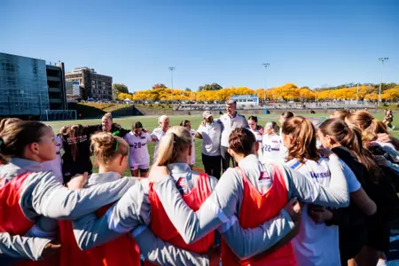 UMass Lowell Women's Soccer Huddles before a match