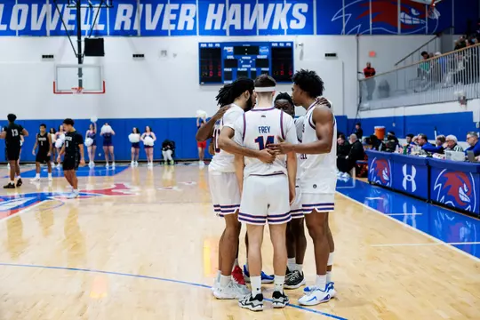 River Hawks huddling