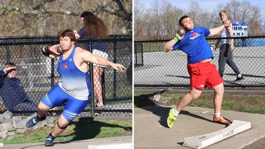 4.17.26 Recap Photo of Kalvinek and Vigneault throwing shot put