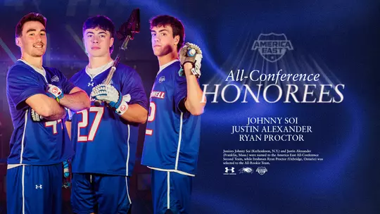 Graphic for three River Hawks named to 2026 AE All-Conference Teams