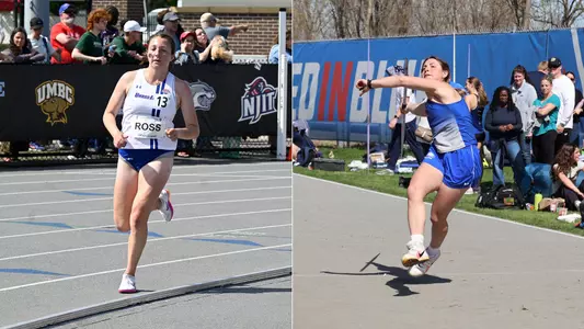 Photos of Sarah Ross Running and Alessandra Forgione Throwing Javelin
