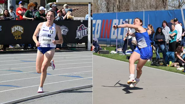Photos of Sarah Ross Running and Alessandra Forgione Throwing Javelin