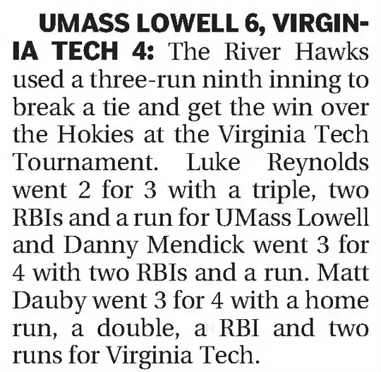UML 6, Virginia Tech 4