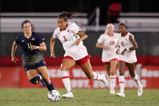 Forward Keyerra Wynn (3). Maryland Terrapins vs. George Washington Colonials on Thursday, Sept. 2, 2021. Zach Bland/Maryland Terrapins