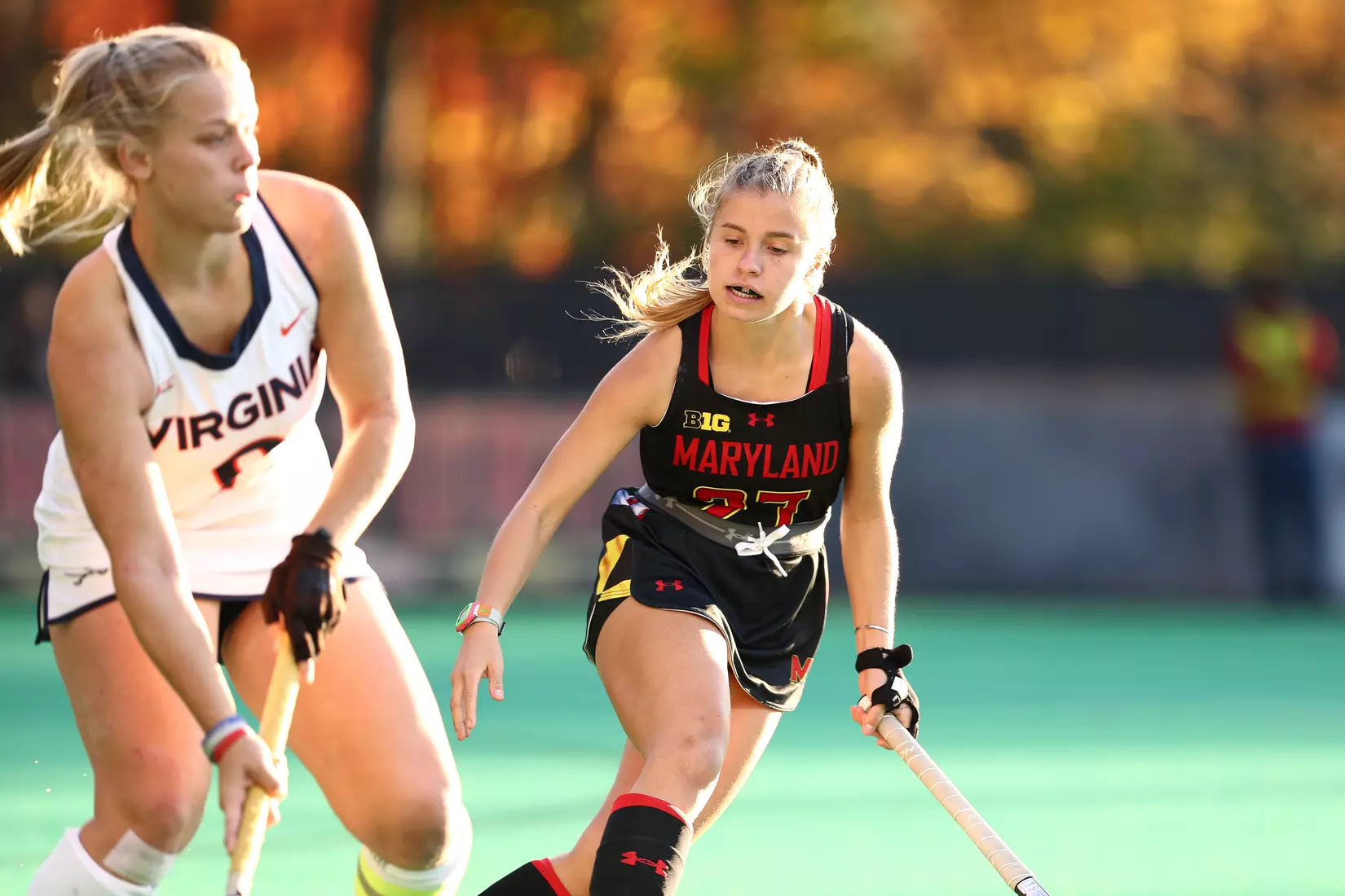Forward Margot Lawn (27)
#5 Maryland Terrapins vs. #13 Virginia Cavaliers at Maryland Field Hockey Complex in College Park, MD on Friday, Nov. 12, 2021.
Zach Bland/Maryland Terrapins