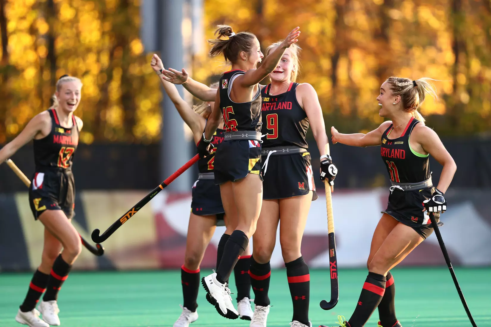 Midfielder Emma DeBerdine (16), Midfielder/Forward Taylor Mason (9), Midfielder Julianna Tornetta (11)
#5 Maryland Terrapins vs. #13 Virginia Cavaliers at Maryland Field Hockey Complex in College Park, MD on Friday, Nov. 12, 2021.
Zach Bland/Maryland Terrapins