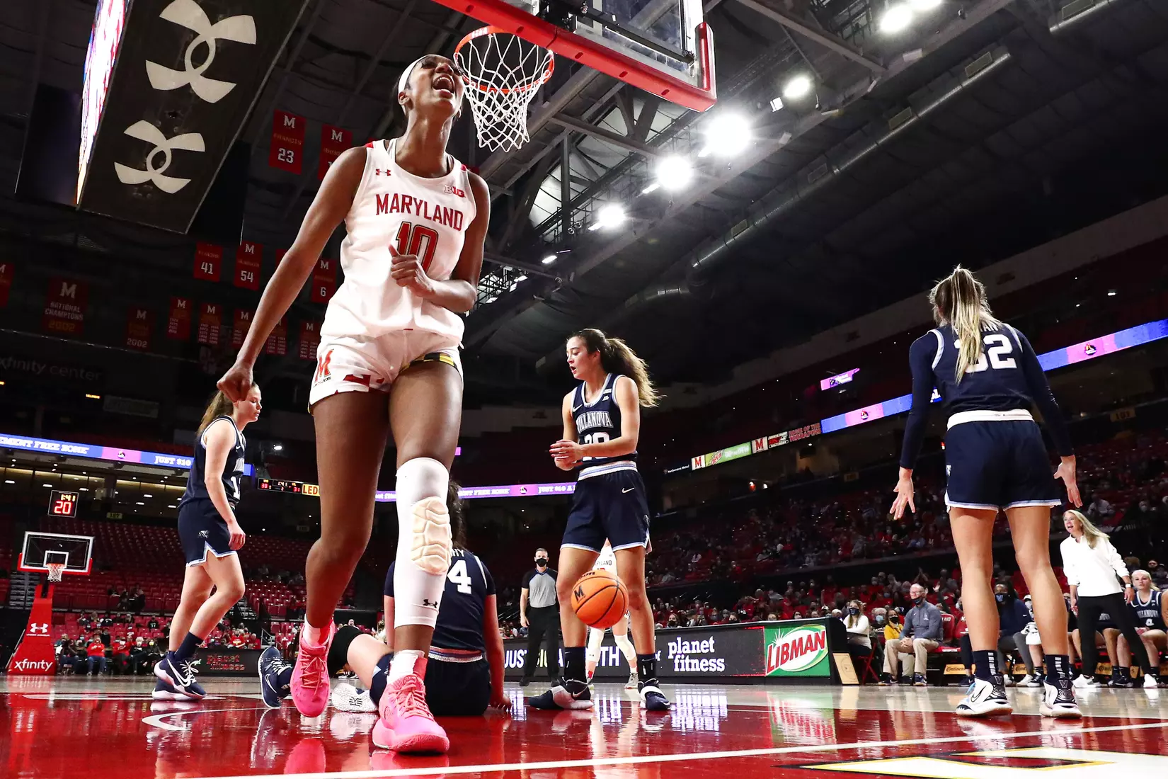 Angel Reese (10)
#4 Maryland Terrapins vs. Villanova Wildcats at XFINITY Center in College Park, MD on Friday, Nov. 12, 2021.
Zach Bland/Maryland Terrapins