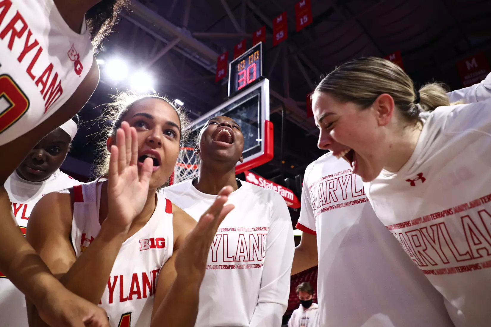Student assistant Zoe Young, Katie Benzan (11), Faith Masonius (13)
#4 Maryland Terrapins vs. Villanova Wildcats at XFINITY Center in College Park, MD on Friday, Nov. 12, 2021.
Zach Bland/Maryland Terrapins