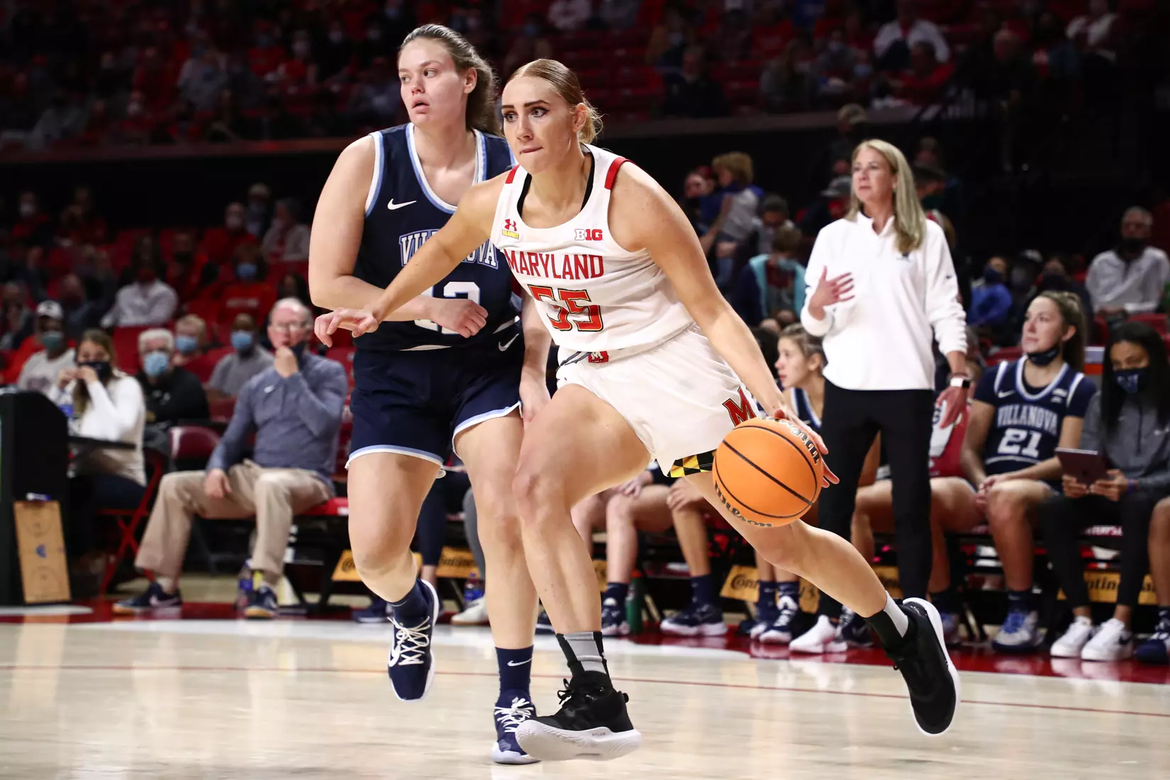 Chloe Bibby (55)
#4 Maryland Terrapins vs. Villanova Wildcats at XFINITY Center in College Park, MD on Friday, Nov. 12, 2021.
Zach Bland/Maryland Terrapins