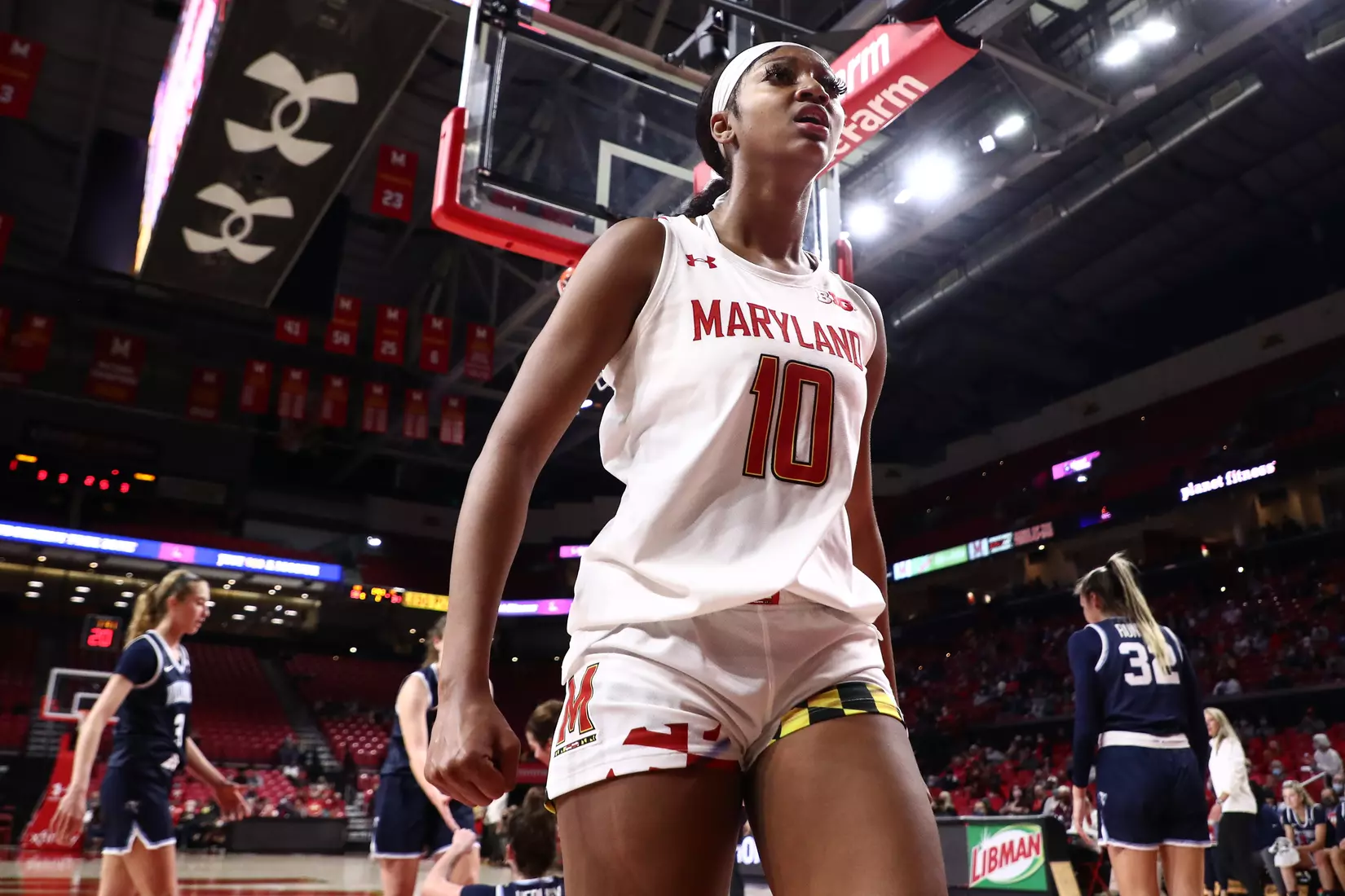 Angel Reese (10)
#4 Maryland Terrapins vs. Villanova Wildcats at XFINITY Center in College Park, MD on Friday, Nov. 12, 2021.
Zach Bland/Maryland Terrapins
