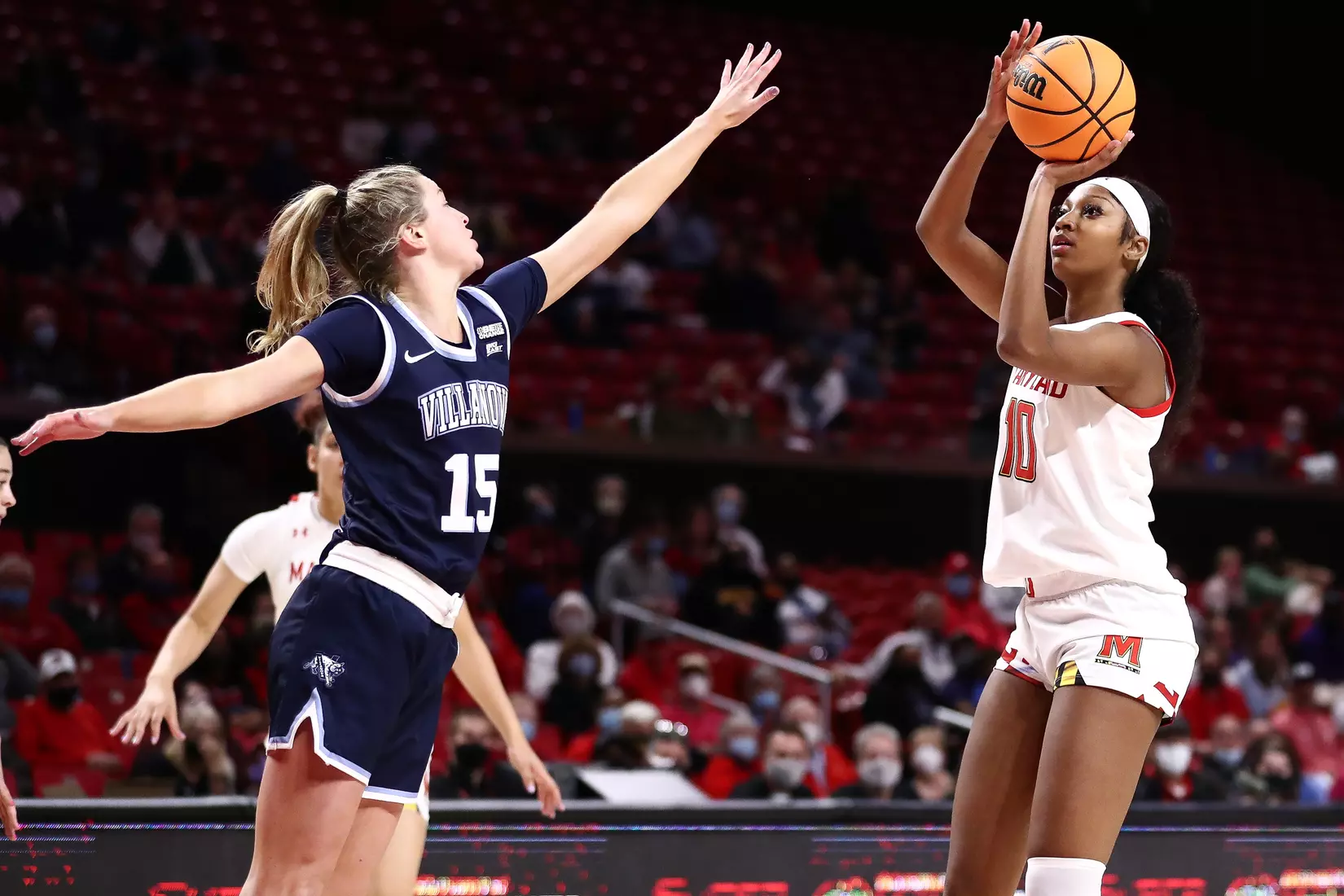 Angel Reese (10)
#4 Maryland Terrapins vs. Villanova Wildcats at XFINITY Center in College Park, MD on Friday, Nov. 12, 2021.
Zach Bland/Maryland Terrapins