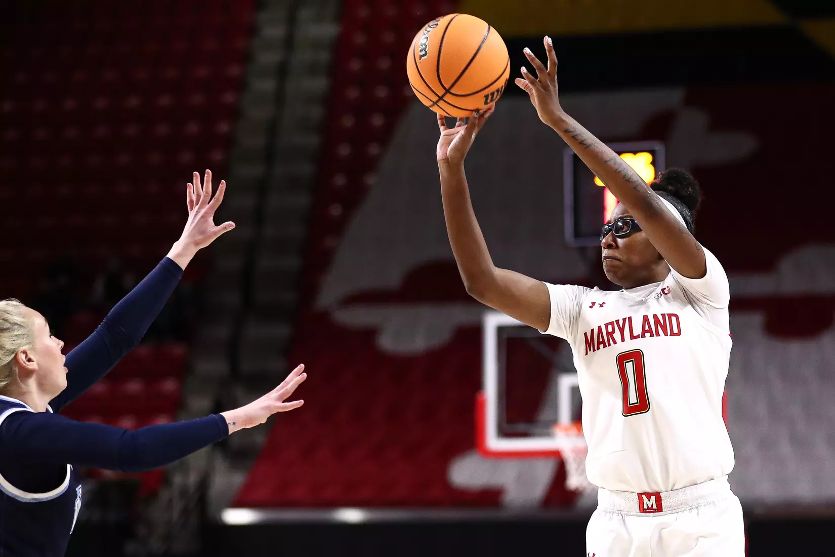Shyanne Sellers (0)
#4 Maryland Terrapins vs. Villanova Wildcats at XFINITY Center in College Park, MD on Friday, Nov. 12, 2021.
Zach Bland/Maryland Terrapins