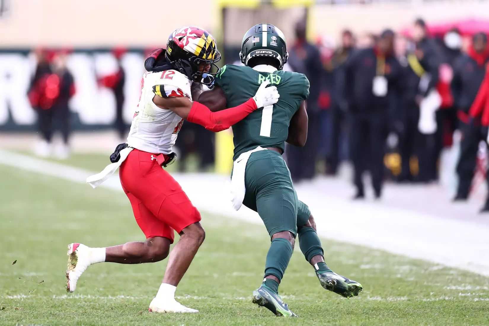 Defensive back Tarheeb Still (12)
Maryland Terrapins vs. #8 Michigan State Spartans at Spartan Stadium in East Lansing, MI on Saturday, Nov. 13, 2021.
Maddie Kyler/Maryland Terrapins