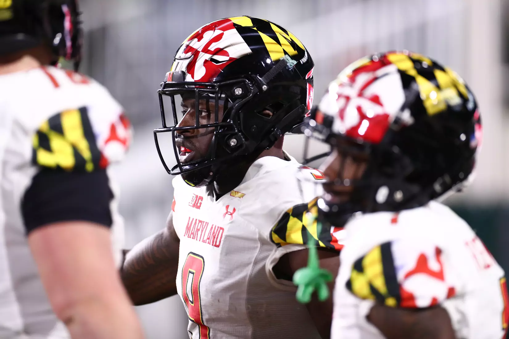 Tight end Chigoziem Okonkwo (9) celebrates a touchdown.
Maryland Terrapins vs. #8 Michigan State Spartans at Spartan Stadium in East Lansing, MI on Saturday, Nov. 13, 2021.
Maddie Kyler/Maryland Terrapins