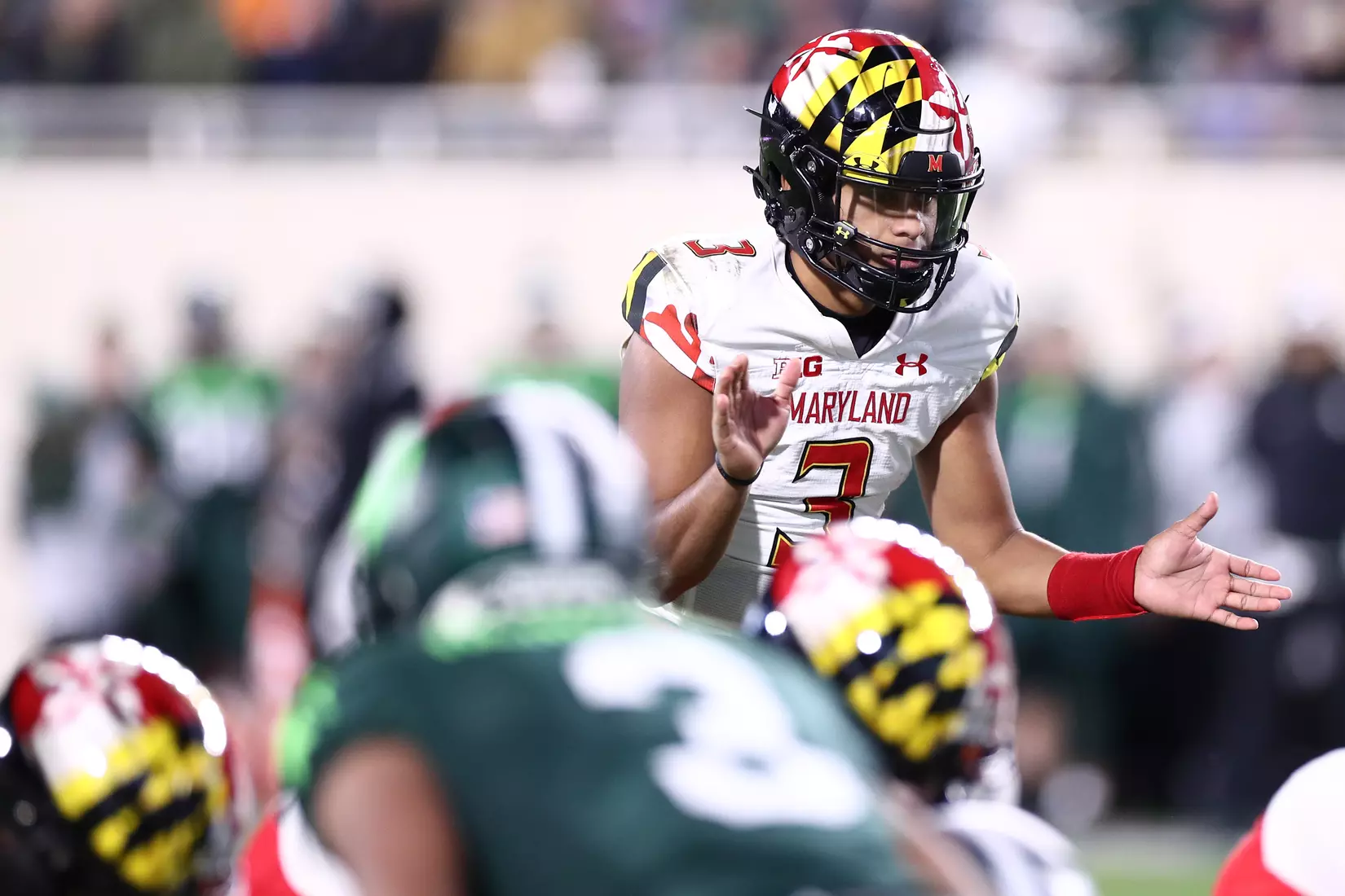 Quarterback Taulia Tagovailoa (3)
Maryland Terrapins vs. #8 Michigan State Spartans at Spartan Stadium in East Lansing, MI on Saturday, Nov. 13, 2021.
Maddie Kyler/Maryland Terrapins