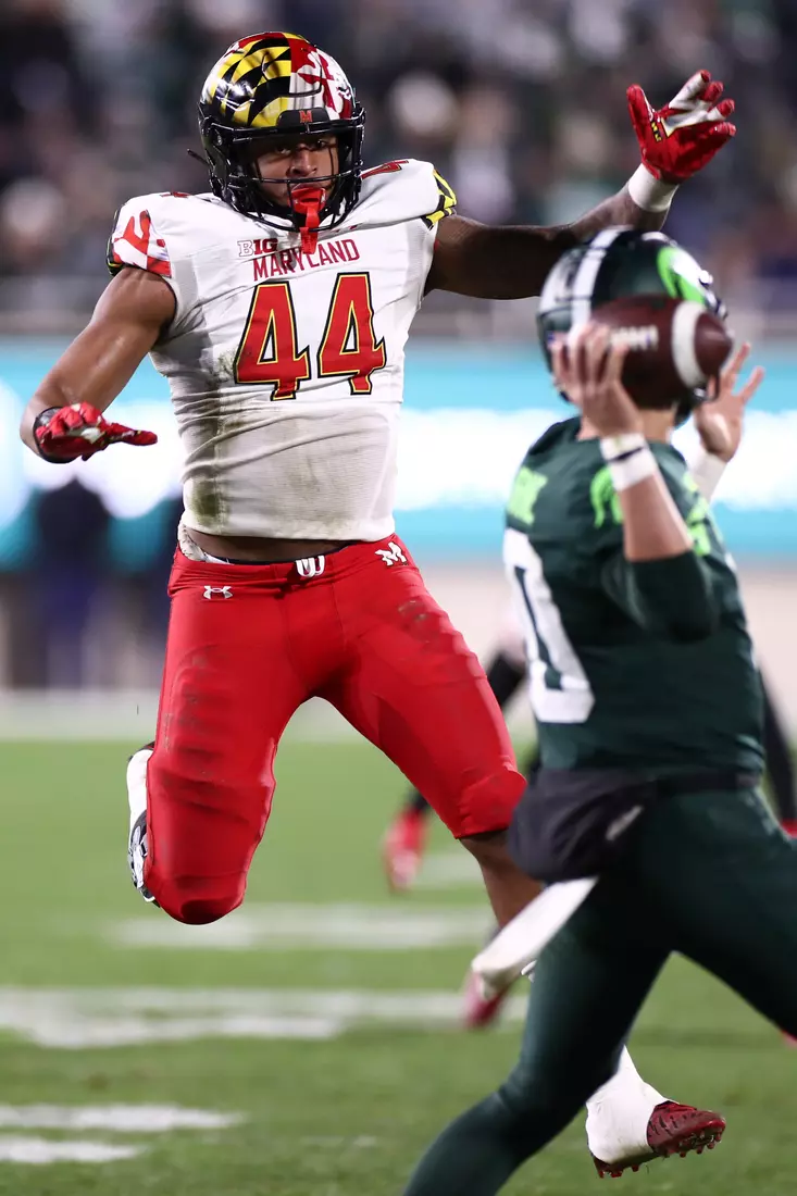 Linebacker Branden Jennings (44)
Maryland Terrapins vs. #8 Michigan State Spartans at Spartan Stadium in East Lansing, MI on Saturday, Nov. 13, 2021.
Maddie Kyler/Maryland Terrapins