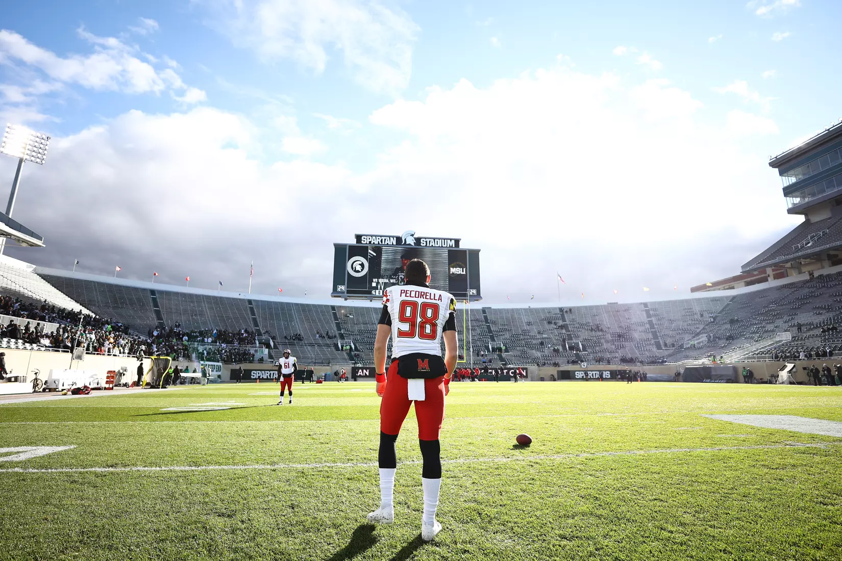 Punter Anthony Pecorella (98)
Maryland Terrapins vs. #8 Michigan State Spartans at Spartan Stadium in East Lansing, MI on Saturday, Nov. 13, 2021.
Maddie Kyler/Maryland Terrapins